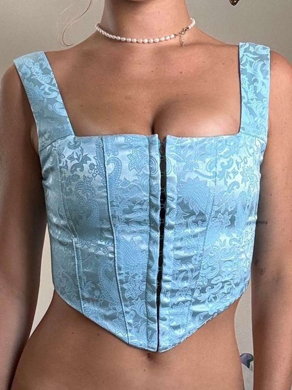 Princess Polly Day Dreaming Top Blue Corset NWT